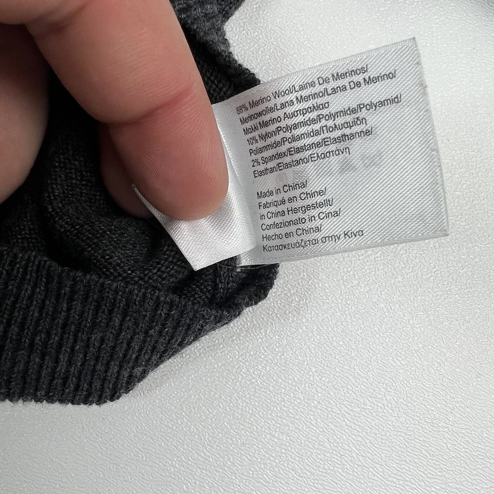 Brooks Brothers 346 Gray V-Neck L/S Wool Blend Sweater Mens Size Large‎ L